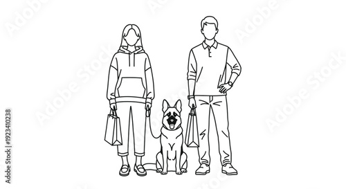 Two people walking their dogs in a park on a sunny day