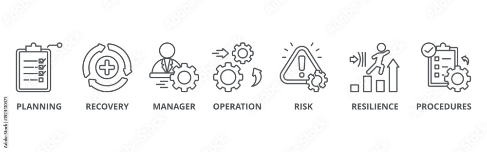 Fototapeta premium Business continuity plan banner web icon vector illustration concept