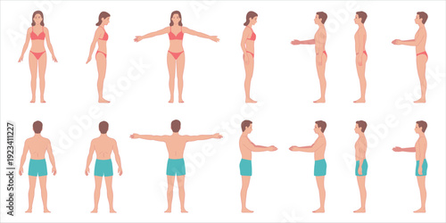 Full Body Human Anatomy Poses for Male and Female Figures Keywords: human, anatomy, body, figure, male, female, woman, man