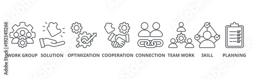 Business teamwork banner web icon vector illustration concept
