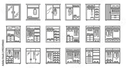 Wardrobe Designs Collection Hand Drawn Sketch Style.