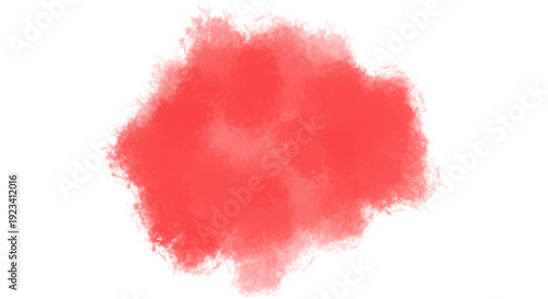 Vibrant red watercolor splash or ink blot abstract shape, isolated on transparent background for design element
