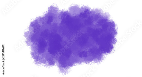 Abstract purple watercolor splash or ink blot texture isolated on transparent background for design element or artistic background