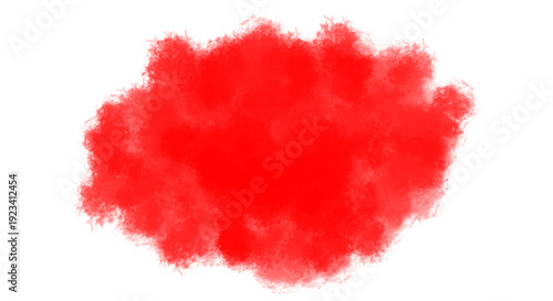 Vibrant red watercolor splash or ink blot abstract shape on transparent background
