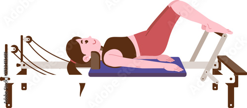 Pelvic Bridge Pilates Reformer Exercise Illustration, Hip Lift Pose
