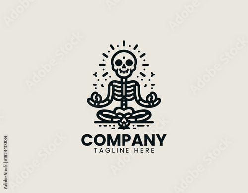 A cartoon skeleton soldier walking with a rifle and takeaway coffee cup is presented in a clean bold vector illustration