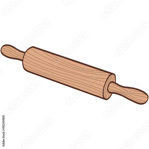 Wooden Rolling Pin Kitchen Tool Illustration