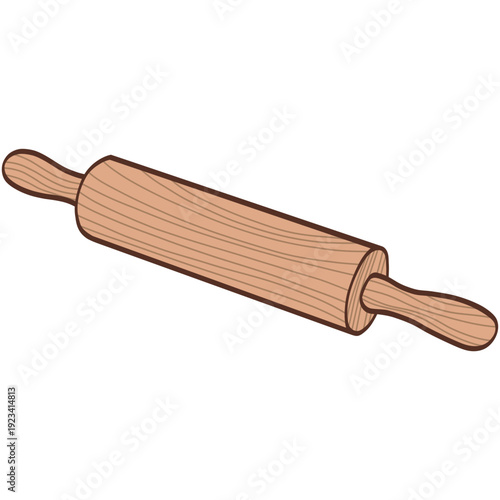 Wooden Rolling Pin Kitchen Tool Illustration