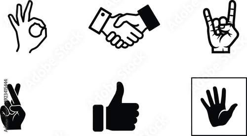 hand gestures and signs in black and white  various hand signals