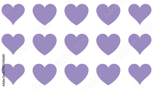 Hearts in Red Color, Red Heart Icons Set Vector, Set of 15 Hearts of Different Shapes for Web Design, Romantic Love Symbols, Valentine’s Day Graphics, Vector 