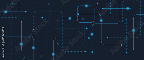 Abstract digital AI circuit board background with tech icons. Digital technology motherboard texture design. Engineering circuit board concept for poster, header, banner, website, presentation