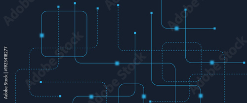 Abstract digital AI circuit board background with tech icons. Digital technology motherboard texture design. Engineering circuit board concept for poster, header, banner, website, presentation