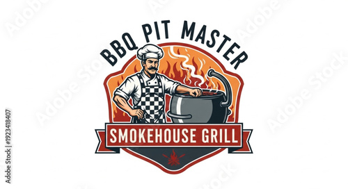 BBQ Pit Master Smokehouse Grill Logo.