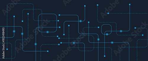 Abstract digital AI circuit board background with tech icons. Digital technology motherboard texture design. Engineering circuit board concept for poster, header, banner, website, presentation