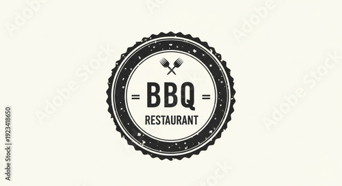 BBQ Restaurant Logo Bottle Cap Design.
