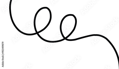 Curly satu baris. Coretan bergelombang dan hiasan dekoratif dalam coretan yang dapat diedit. Elemen doodle wiggly curvy diisolasi pada latar belakang putih. Ilustrasi vektor tangle.