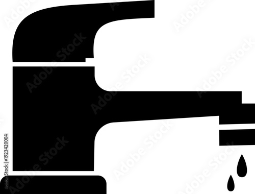 This black faucet icon features a clean representing a standard water tap used in kitchens, bathrooms, and industrial plumbing systems. Designed in black with smooth curves and balanced proportions.