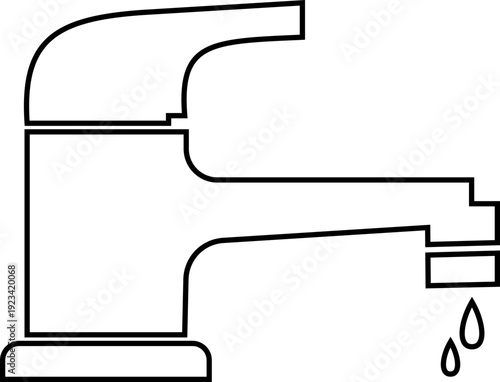 This black faucet icon features a clean representing a standard water tap used in kitchens, bathrooms, and industrial plumbing systems. Designed in black with smooth curves and balanced proportions.