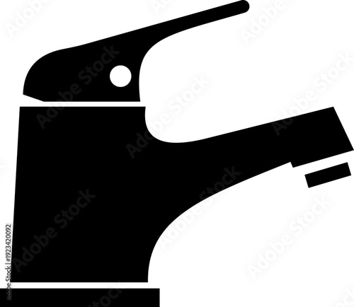 This black faucet icon features a clean representing a standard water tap used in kitchens, bathrooms, and industrial plumbing systems. Designed in black with smooth curves and balanced proportions.