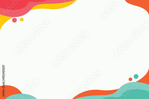 Fun wavy background image. Abstract shapes in modern soft wave colors decorate the white background.