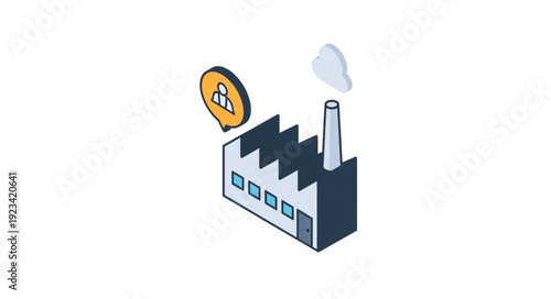 Bitcoin Symbol Emerging from Factory.
