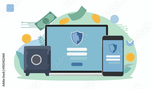 Secure finance user access online banking vector