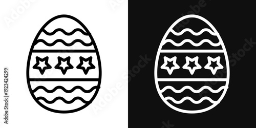 Easter eggs icons set in black and white thin line stroke