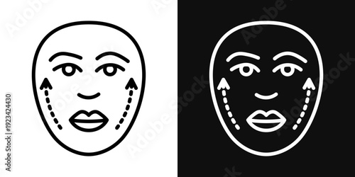 Facelift icons set in black and white thin line stroke