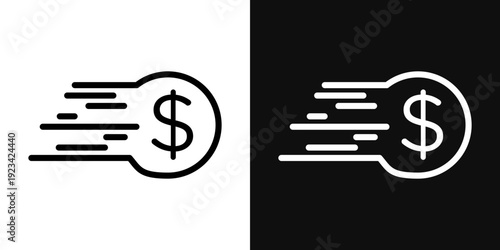 Fast pay icons set in black and white thin line stroke