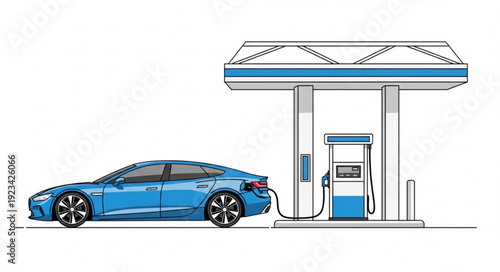 Blue Electric Car Charging Station.