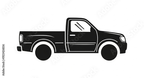 Black Pickup Truck Side View.