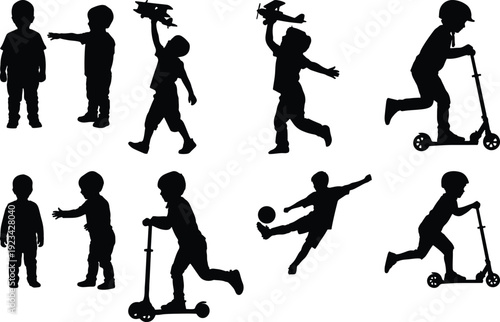Children engaging in various outdoor activities and sports with different equipment