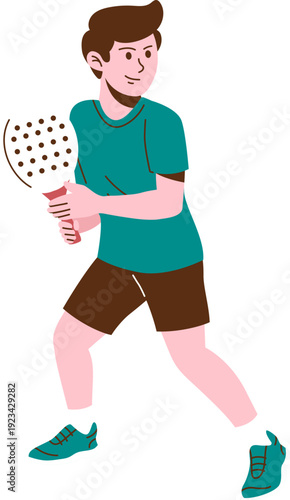 Padel Player Holding Racket Design
