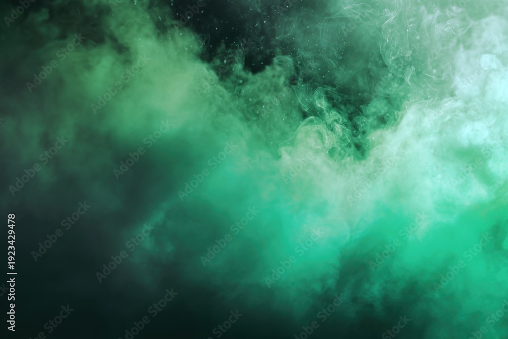 Obraz premium A mesmerizing swirl of green and dark hues, creating an ethereal and calming atmosphere reminiscent of mist or smoke.
