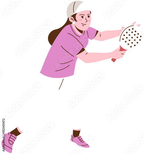 Padel Girl Defense Volley Illustration