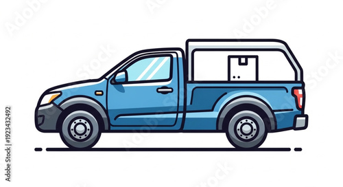 Blue Pickup Truck with Canopy.