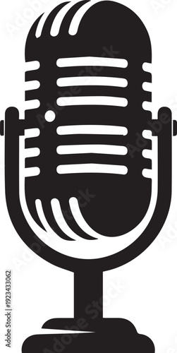 Vintage Microphone Icon on Stand.