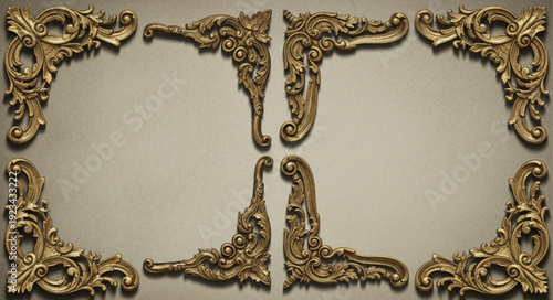 Ornate Gold Corner Embellishments for Decorative Framing.