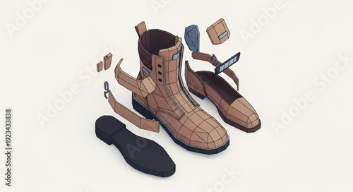 Brown Laced Leather Boots with Insoles.