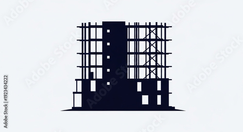 Building Under Construction Silhouette Illustration.