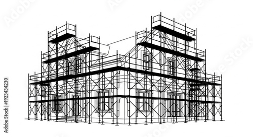 Building Under Construction Scaffolding Structure.