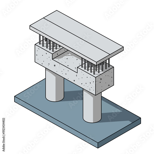 Detailed illustration of a reinforced concrete bridge structure.
