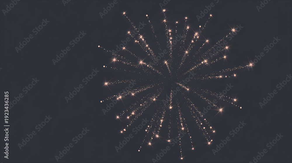 Fototapeta premium Single golden firework exploding against a dark night sky with sparkling light trails