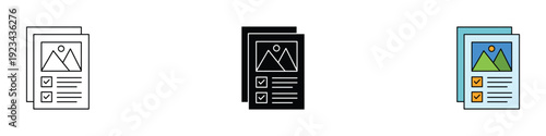 Digital content management icon vector. Multimedia document, gallery chart, creative project checklist symbol. Vector Illustration.