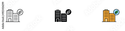 Eco-friendly sustainable city icon vector. Smart urban building, green real estate symbol for environmental conservation. Vector Illustration.