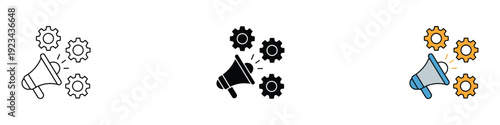 Marketing automation and digital promotion strategy icon vector. Promotion management symbol for advertising workflow and broadcasting efficiency. Vector Illustration.