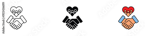 Business partnership icon vector. Community care handshake symbol for corporate social responsibility. Vector Illustration.