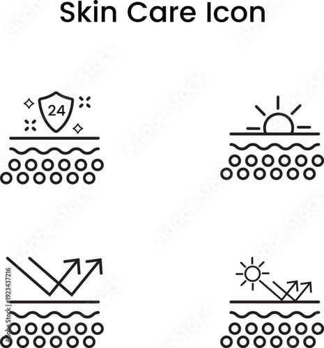 Illustrations icon various skin conditions and care techniques