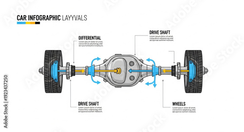 Car Axle Infographic Diagram Parts.
