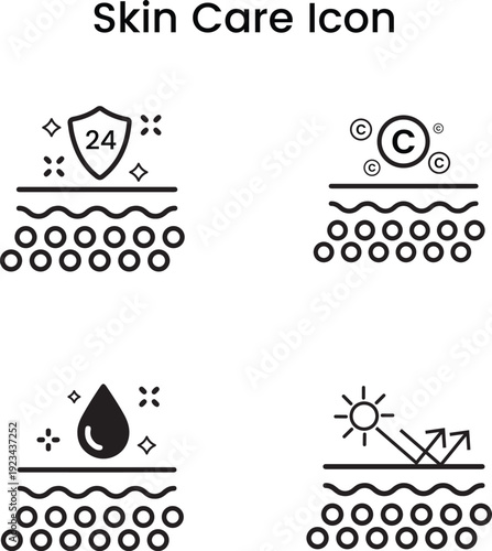 Illustrations icon various skin conditions and care techniques